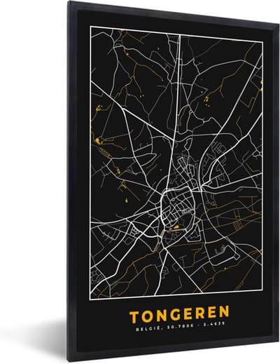 Fotolijst incl. Poster - Goud - Tongeren - Plattegrond - Stadskaart - Kaart - 40x60 cm - Posterlijst