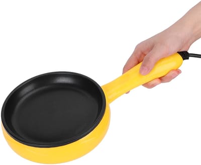 Allecto - Elektrische kleine pan - Antiaanbaklaag - Geel - Eierpan - Ideaal voor pannenkoeken en meer - Compact en gebruiksvriendelijk