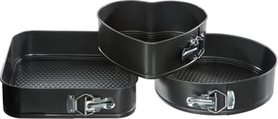 Atmosphera bakvorm springvorm set van 3 - Hart 22x20CM - Rond 24CM- Vierkant 26X26CM- Taartvorm -Bakblik - Antikleef