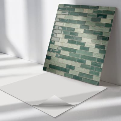 Wallfluent Vinyl Tegels - Mozaïek van Rechthoekige Tegels Vinyl Wandtegels - 30 cm x 30 cm - Groente PVC Tegels - Set van 9 - Vierkant PVC Tegels - Texturen Plaktegels - Zelfklevende PVC Tegels - Plaktegels Keuken en Badkamer