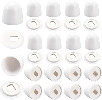 Set van 20 Witte Toiletpot Covers - PP Kunststof Badkamer Boutdoppen - 3.5cm Halfronde Universele Drukknop Stoelvloer Caps met Extra Wasbeschermingskits voor Badkamer - Toilet - Bowl