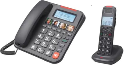 Twinset Draadloze Dect Telefoon & Big Button Bedrade Senioren Telefoon - Duo Set - 2 Handsets - Grote Toetsen - Vaste lijn