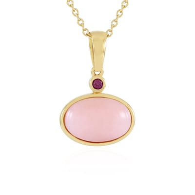 Cavill - Zilveren Halsketting 925 Sterling Zilver - 2,7 ct Peruaanse Roze Opaal Ovaal - 0,045 ct Indiase Rhodoliet - Elegante Damesketting