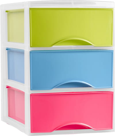 Plasticforte Ladeblokje/bureau organizer met 3x lades - multi kleuren - L26 x B36 x H37 cm