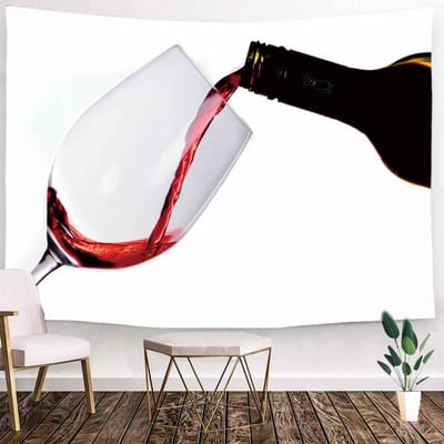 Wandkleed - 200x150 cm - Wijnglazen Rode Wijn - voor Binnen - Wandtapijt - Wanddoek - Poster - Backdrop - Decoratie - Woonkamer - zonder Voet - Kroeg Decoratie - Complete Slaapkamer Voor Volwassen - Ulticool