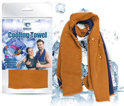 Premium Commerce® - Verkoelende Handdoek - Koel - Cooling Towel - Microvezel - Fitness - Ice Towel - ijshanddoek - Oranje - 2 stuks