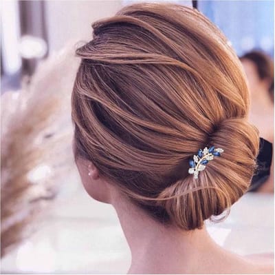 Elegante Strass Kristallen Haar Kam Blauw - Bruidshaaraccessoire met Bladmotief