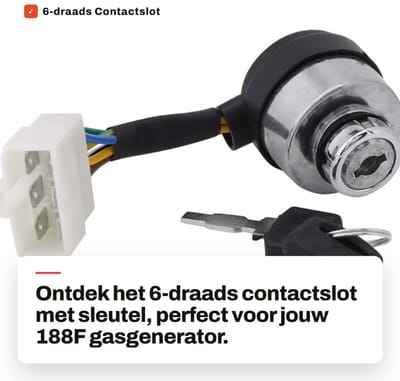 Dailygoods - 6-draads Contactslot met Sleutel - Betrouwbare Beveiliging - Compact Formaat - Geschikt voor Gasgeneratoren - Ideaal voor Landbouw en Bos...