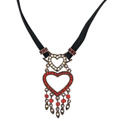 Behave - Zwarte choker ketting - Romantisch detail met rode accenten
