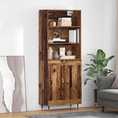 vidaXL - Highboard - Oud - Hout - 69,5 - x - 34 - x - 180 - cm - Bewerkt - hout