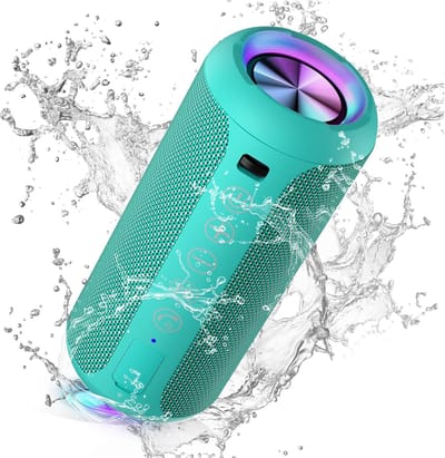 Bluetooth Luidspreker met LED Verlichting – Draagbare Mini Speaker met 360° Surround Geluid, IPX7 Waterdicht, Handsfree Bellen, AUX & TF Kaart Ondersteuning