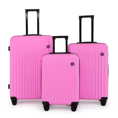 Harde schaal ABS roze kofferset 8 wielen reiskoffer vakantietassen