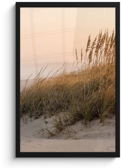 Poster in lijst - Fotolijst 40x60 cm - Posters - Duinlandschap - Zonsondergang - Strand - Posterlijst zwart - Decoratie - Wanddecoratie woonkamer - Muurdecoratie slaapkamer
