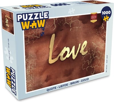 Puzzel Quote - Liefde - Bruin - Goud - Legpuzzel - Puzzel 1000 stukjes volwassenen