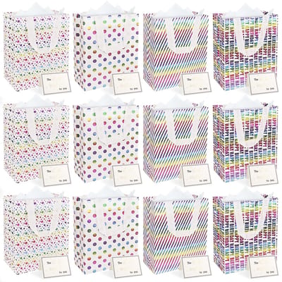 Dailygoods- Geschenkzakken 12 stuks - Herbruikbare Cadeautas - 25,9 cm x 20 cm - Handgrepen - Scheurvast - Lichtgewicht