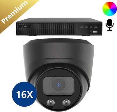 16x Beveiligingscamera set – Bedraad – Sony Dome Premium AI-ISP 8MP Full Color UltraHD 4K – Zwart