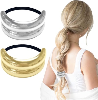 Set van 2 Retro Haarbanden voor Staart - Metalen Haarelastieken in Ellipsvorm voor Stijlvolle Ponytails