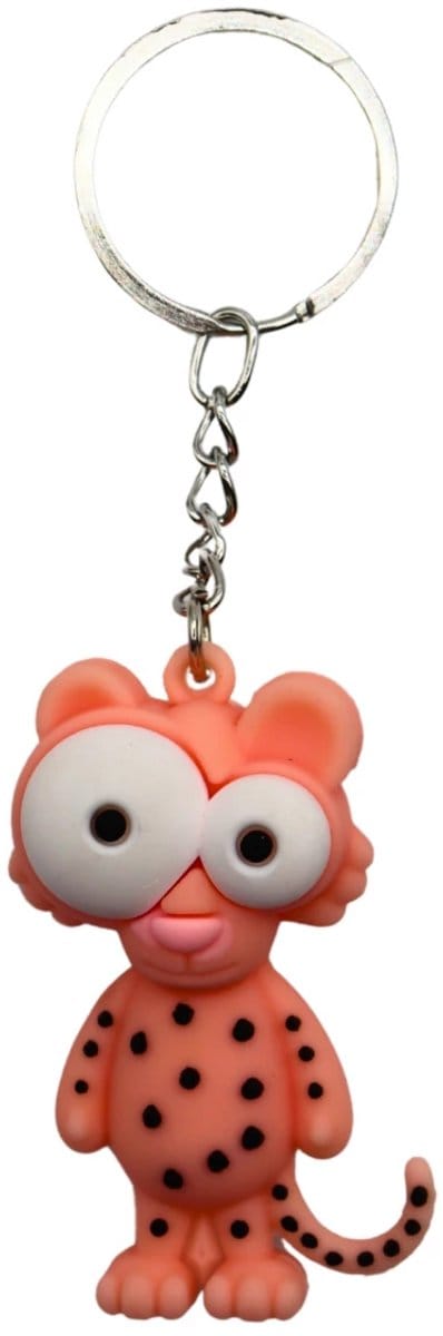 Sleutelhanger Panter – Grote Ogen Dier - Big Eyes - Funny Cartoon Animal – Jungle & Wilde Dieren - Dierentuin – Sleutelbos, Tashanger, Accessoire