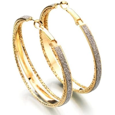 Klassieke Ronde Grote Hoop Oorbel 1 Paar Ronde Lus Cirkel Goud en Zilver Kleur Hoop Oorbel Grote Maat Punk Oorbellen voor Vrouwen beige