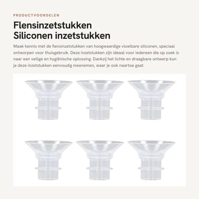 Dailygoods- Flensinzetstukken Veilig - 6 Stuks - Vloeibaar Siliconenmateriaal - Draagbaar - Hygiënisch - BPA-vrij - Borstvoedingsinzetstukken