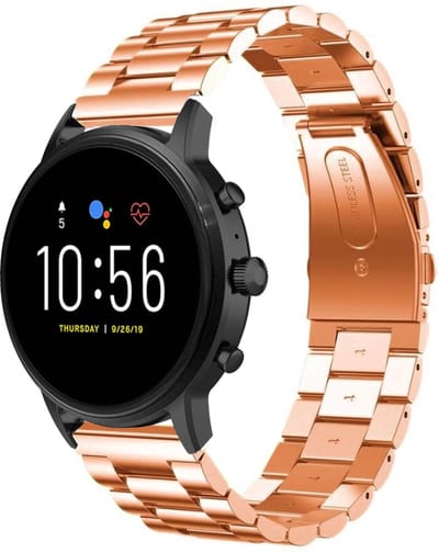 Strap-it Stalen schakel bandje - geschikt voor Fossil Gen 5 / Gen 5e 44mm / Gen 6 44mm - rosé goud