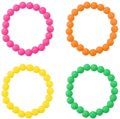 Cosensi- Parelarmbanden 4-delig - Neonarmbanden - Kunststof - Jaren 80-stijl - Veelkleurig - 7 cm - Armbanden