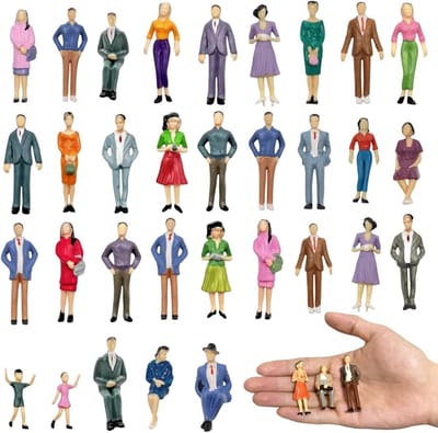 30 Miniatuur Figuren in Verschillende Poses voor Modelspoor en Diorama's - Geschilderde Mini Mensen voor Musea en Decoratie
