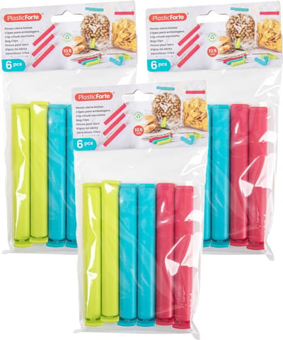 Plasticforte 18x afsluitclips / vershoudclips - 10 cm - keuken/voedsel zakjes afsluiten - Vershoudklemmen - vershoudknijpers