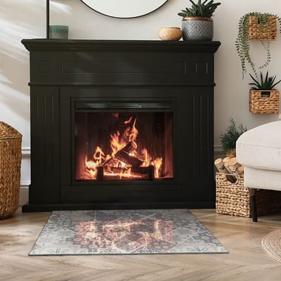 Coloray Vloerplaat Houtkachel - Plaat voor Onder Houtkachel - 80 cm x 60 cm - Open Haard Accessoires - Grijs Vloerplaat Kachel - Onderplaat - Plaat onder Houtkachel - Kachel Onderplaat - Onderplaat Voor Houtkachel