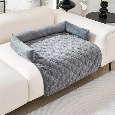 Coussin épais en velours pour animaux de compagnie, tapis de canapé à carreaux antidérapant pour chien et chat, niche, housse de canapé pour salon, protège-lit lavable, hiver L 90x90CM