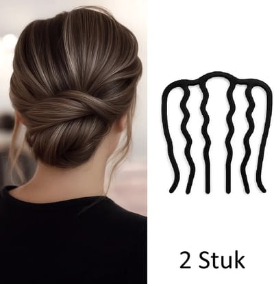 2 Stuk Elegant 7-Tanden Metalen Haarspeld – Intricate Florale Haarstift voor Vrouwen | Duurzaam, Minimalistisch & Perfect voor Bruiloften, Feesten en Dagelijks Gebruik (7.5 × 6.3 cm)