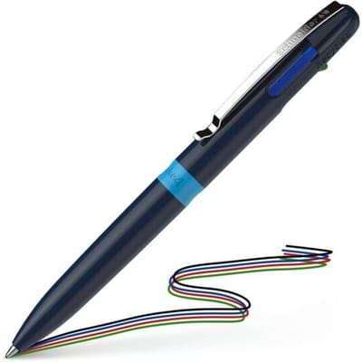 Schneider balpen - Take 4 - penpunt M - donkerblauw/lichtblauw - 4-kleuren balpen - S-138003