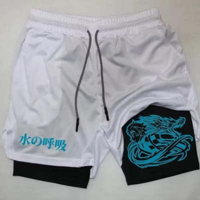 Cartoon Bedrukte Shorts Heren Zomer Dubbellaags Twee-in-één Fitness Sport Casual Broek 3XL gray