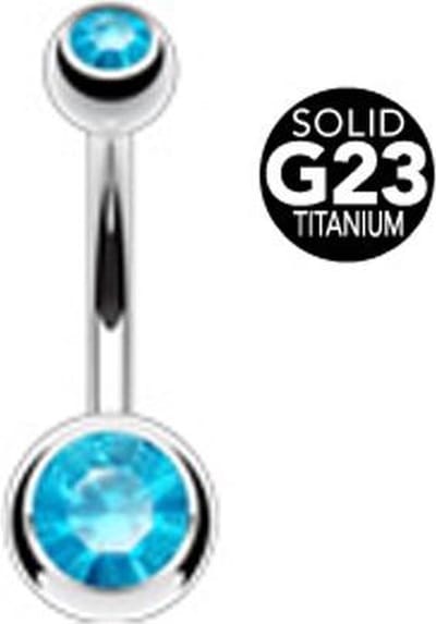 Piercing titanium steen 1.6x10x8 - zilver aqua - LMPiercings