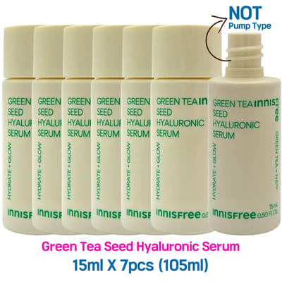 7 stuks/105ml_[INNISFREE] Green Tea Seed Hyaluronic Serum 15ml (Steekproef) 15ml X 7pcs (105ml) beige