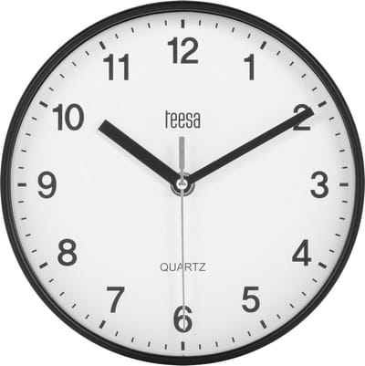 Teesa TSA0038B - Wandklok - 20 cm - zwart