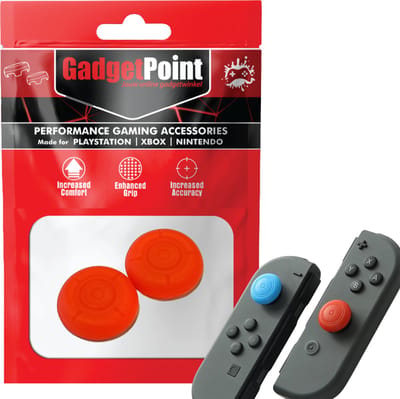 Gadgetpoint - Thumb Grips voor Nintendo Switch Joy-Con Controllers - Gaming Thumbgrips - Performance Anti-Slip Thumbsticks - Bescherming Accessoires - Thumbgrip - Rood