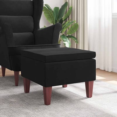 vidaXL - Kruk - met - houten - poten - fluweel - zwart