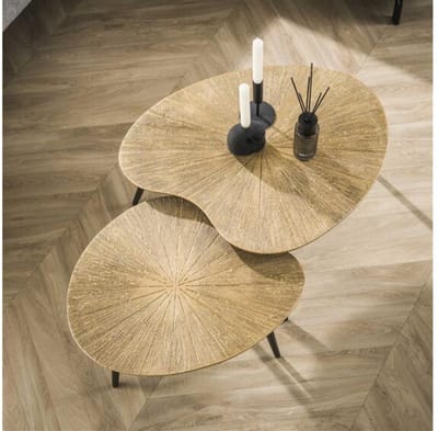 Salontafel Aurelia set van 2 niervormig metaal - goud