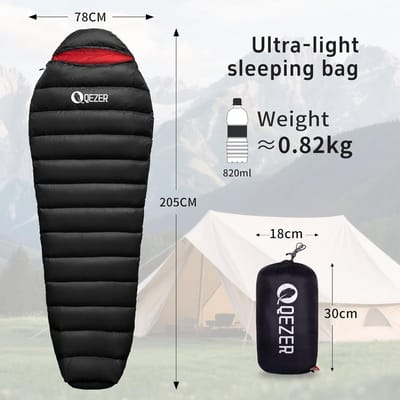 Lichtgewicht Slaapzak - Dons - 660 FP Vulkracht - Compacte Opbergruimte - Voor Kamperen en Wandelen