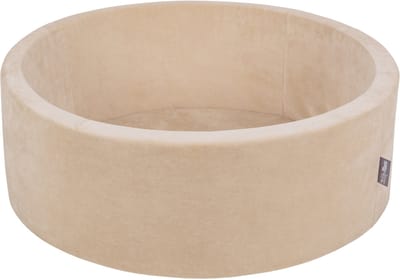 KiddyMoon Fluwelen Ballenbak rond 90x30cm 200 ballen - Zacht Velours Ballenbad - Zand Beige