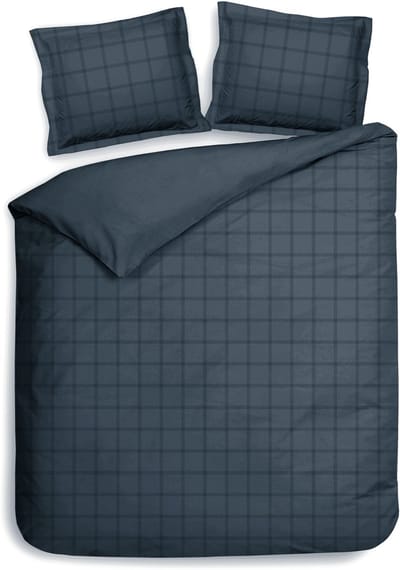 Heckettlane Dekbedovertrek Diamante - Bedlinnen - Lits-Jumeaux XL - 260x200-220 cm - Blauw - Dekbedovertrek van 100% Katoen-Satijn
