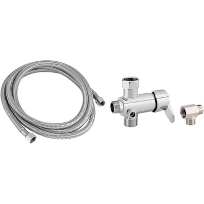 Toilet Bidet Opzetstukken Warm/Koud Water Omstelventiel T-stuk Adapter Flexibele Slang Kit gray