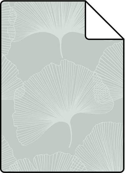 Proefstaal Origin Wallcoverings behang ginkgo bladeren celadon groen - 26,5 x 21 cm - 347748-S