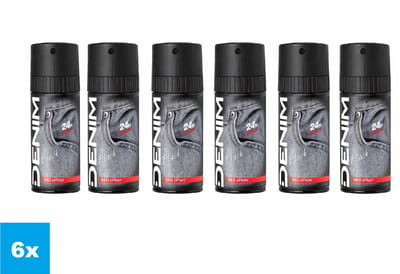 Denim Black Deodorant Spray 6x150 ml – 24H Action – Voordeelverpakking