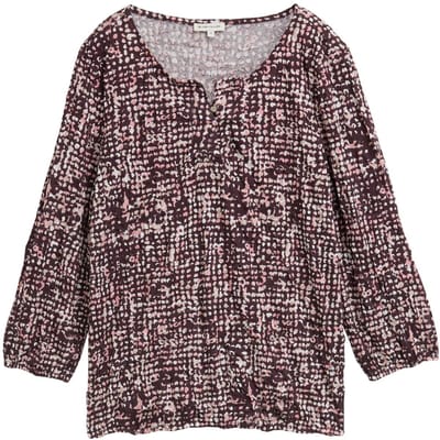 Tom Tailor - Crinkle blouse met patroon - Maat XL - dark red abstract dot design