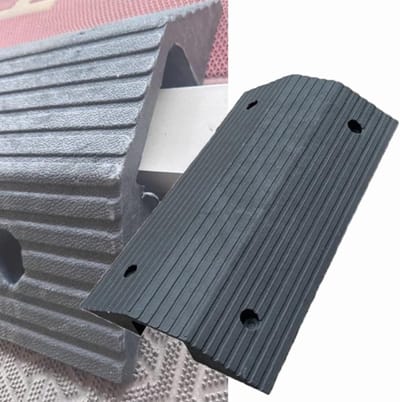 Rubberen Drempelhelling - Overgangsbrug - Drempels Overbruggen - Hoge Belasting - 80x40x10cm - Zwart
