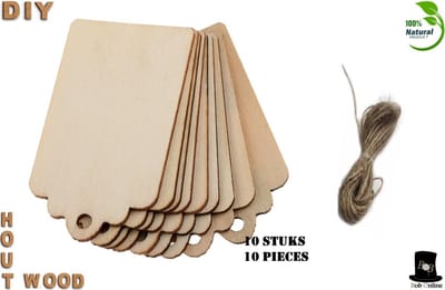 Bob Online ™ - 10 Stuks – Houten Cadeaulabels – Houten Etiketten – Houten Cadeauhangers met Jute Koord voor Huwelijksgeschenken, Kerstcadeaus, Feestgeschenken, Cadeau Decoratie – Wooden Gift Tags – Gift Tags + Jute Cord