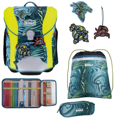 Scout schooltas Basic Micro Set 4-delig Action groengrijs