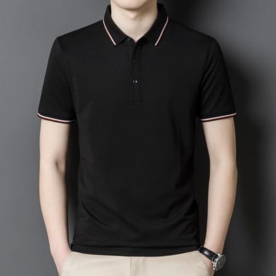 Heren Nieuwe Mode Casual Heren Polo Shirt Effen Kleur Dunne Jeugd Revers T-shirt XXXL beige